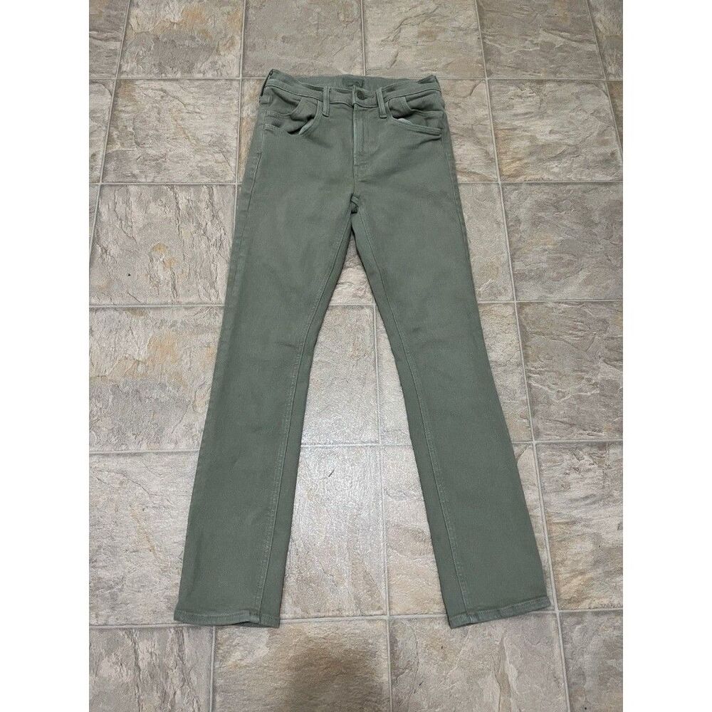 Mother Denim Stash Mid Rise Dazzler Ankle Skinny Jeans Oil Green Womens 25